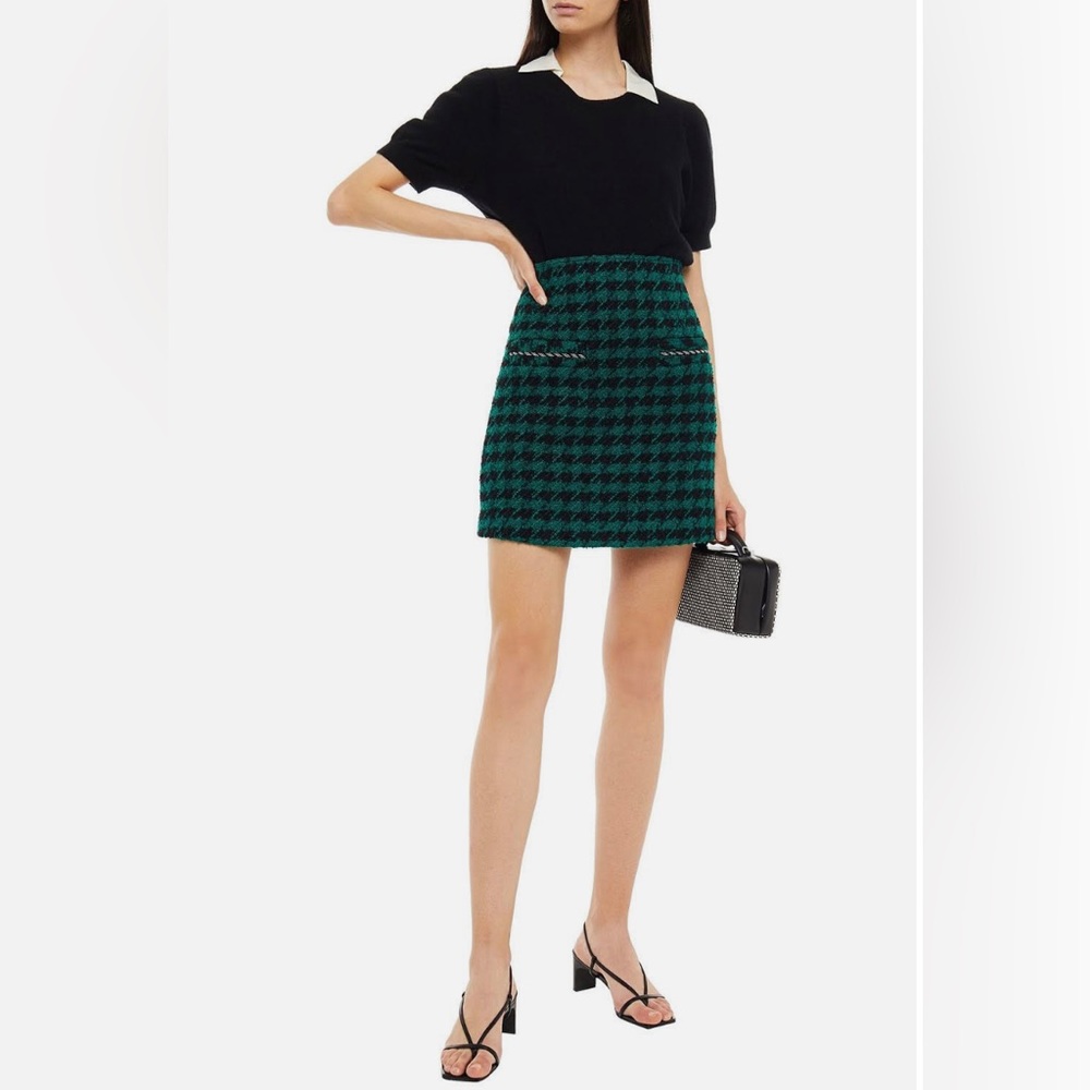 NWOT Green & Black Houndstooth Pencil Skirt